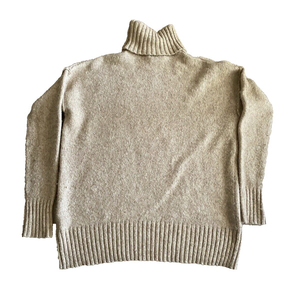 LOGG by H&M Sweater Women Small Beige Knit Wool Alpaca Blend Pullover Turtleneck - Picture 2 of 9